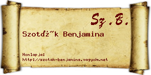 Szoták Benjamina névjegykártya